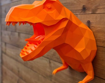 Geometric T-Rex Wall Mount – 3D Printed Dinosaur Decor