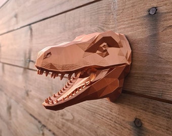 Diddy Dino Geometric Velociraptor Head - Dinosaur Wall Art - 3D Printed - Home Decor - Wall mount - Multiple Colours Available