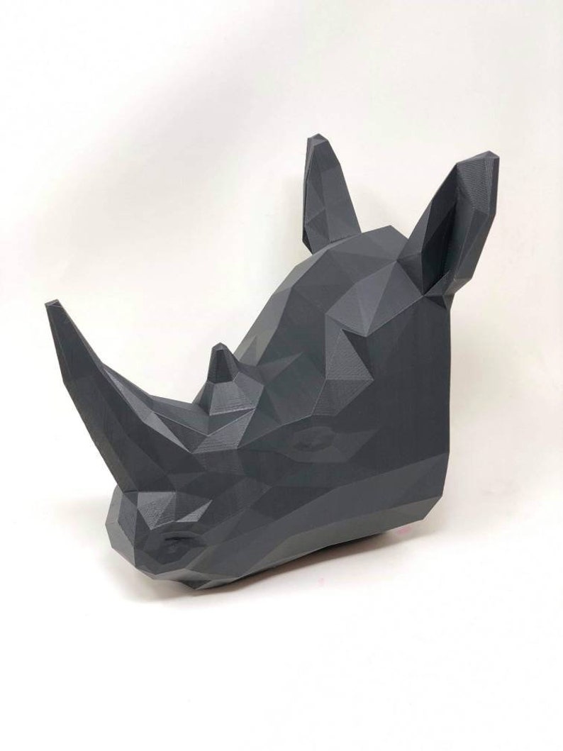 Rhino Geometric art Art Animal Wall Mount Stampato in 3D Etsy