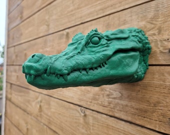 Black Caiman wall art - Animal Art - 3D Printed - Home Decor - wall mount - Multiple sizes and Colours Available