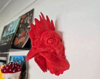 Hahn - Tierkunst - 3D gedruckt - Wohnkultur - Wandhalterung - verschiedene Farben erhältlich