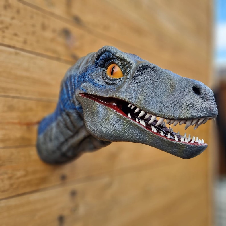 Velociraptor Art Raptor painted and airbrushed Dinosaur Wall Mount 3D Printed You choose the colours image 1