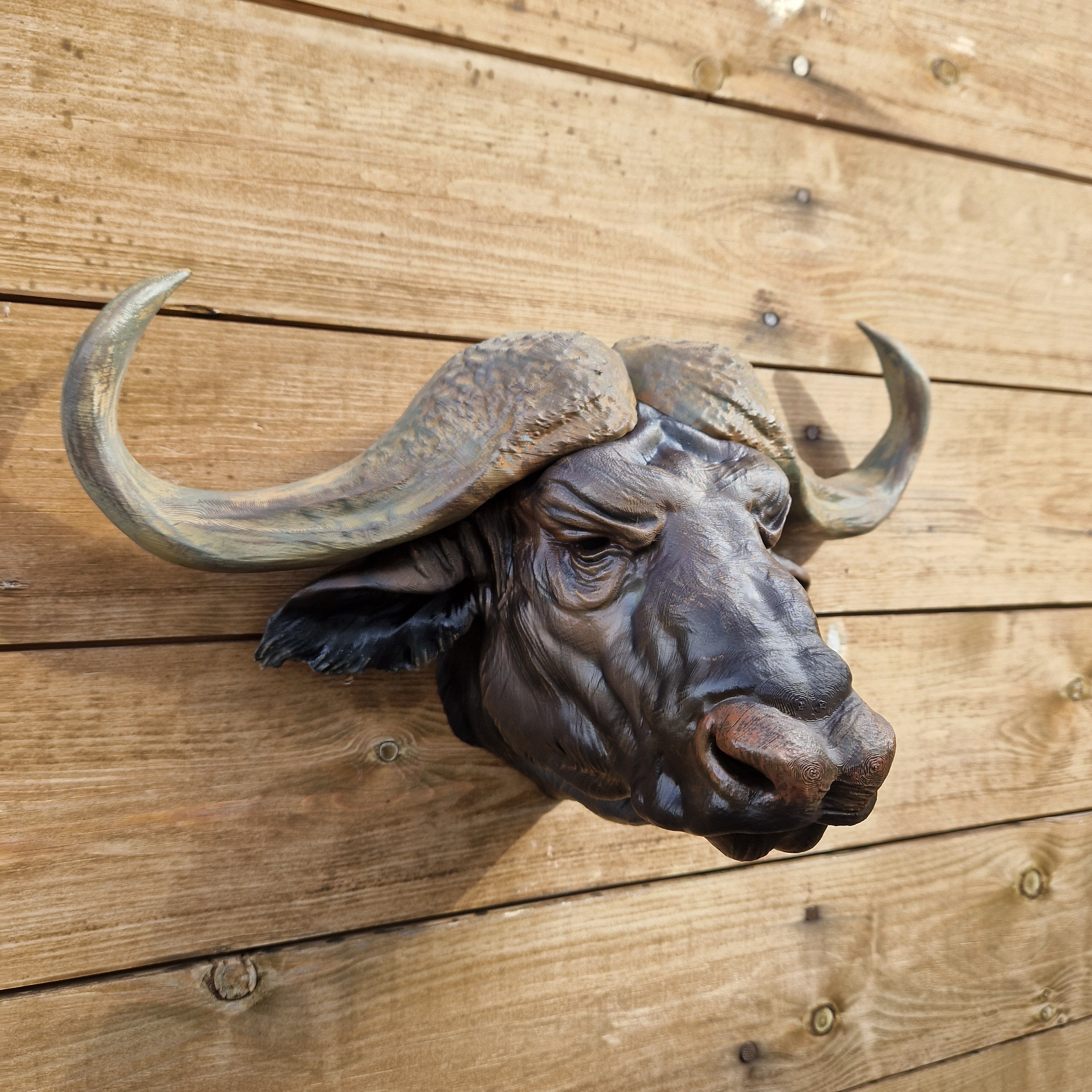 Cape Buffalo Wall Mount – Custom Airbrushed Animal Decor - 3D