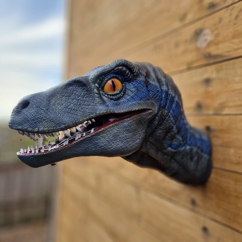 Velociraptor Art Raptor painted and airbrushed Dinosaur Wall Mount 3D Printed You choose the colours image 7