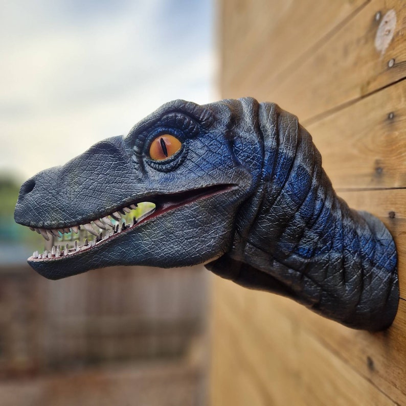 Velociraptor Art Raptor painted and airbrushed Dinosaur Wall Mount 3D Printed You choose the colours image 8
