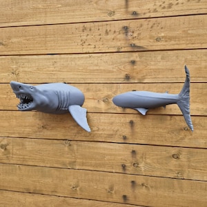 Shark Wall Art - Shark head and tail - Animal - Great white - Wall Mount- 3D Printed - Multiple Colours Available