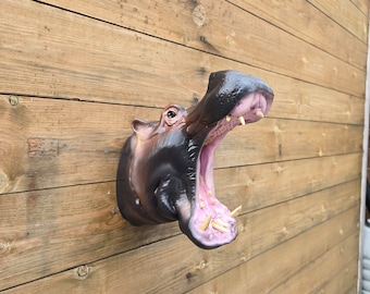 Hippo Wall Art – Hand Painted Animal Decor - 3D Printed