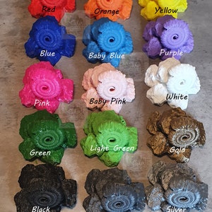 Peut inclure: Une collection de 12 roches en r&eacute;sine en forme d'ammonite de diff&eacute;rentes couleurs, notamment rouge, orange, jaune, bleu, bleu clair, violet, rose, rose p&acirc;le, blanc, vert, vert clair, or, noir, gris et argent.