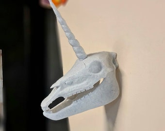 Unicorn Skull wall art - 3D Printed - Home Decor - wall mount - Multiple Colours Available