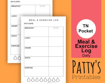 food exercise log etsy
