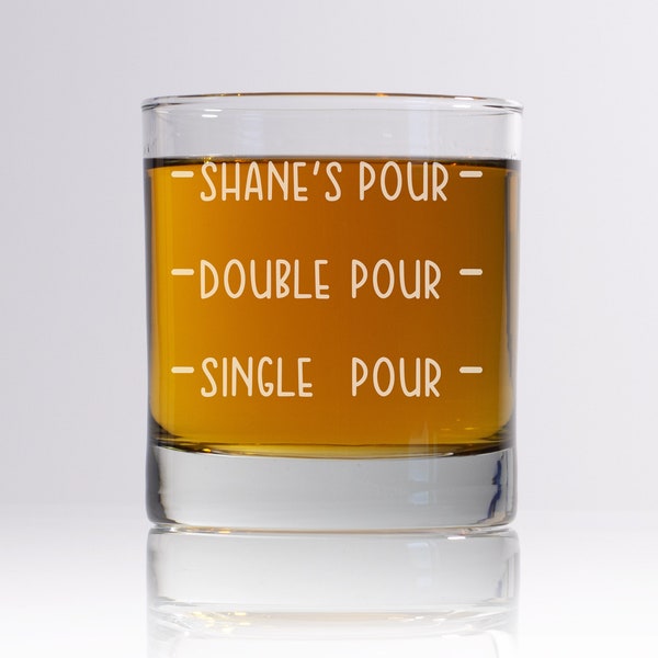 His Pour, Her Pour, Personalized Rocks Glass Custom Whiskey Glass, Rocks Glass, Single Pour, Double Pour, Whiskey Glasses