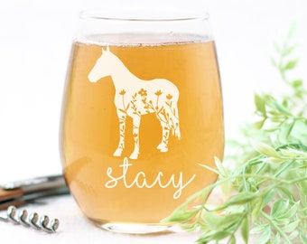 Engraved Horse Wine Glass | Personalized Equestrian Gift