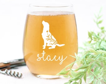 Personalized Dog Wine Glass, Custom Pet Name Stemless Gift