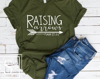 3-5 UNISEX V-NECK SHIRT RAISING ARROWS PSALMS 127