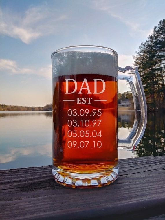 Father’s Day Gift | Personalized Beer Glass | Etched Dad Beer Glass| New Dad Gift | Birth Announcement | Dad Birthday Gift | Dad Established