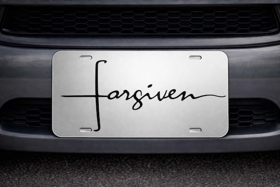 Forgiven Christian Car Tag, Mirrored Acrylic License Plate