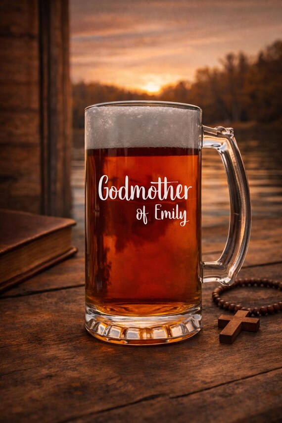 Personalized Godmother Beer Mug Baptism Gift