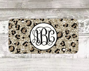 Leopard | Glitter effect | License Plate | Car Tag | Personalized Tag | Monogram Front Plate | Personalized Plate | Aluminum License Plate