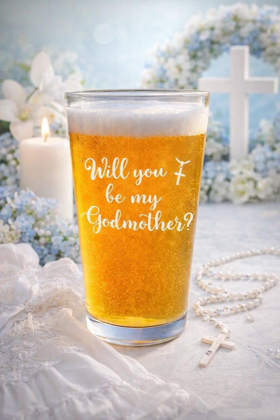 Will You Be My Godmother Proposal Pint Glass Gift