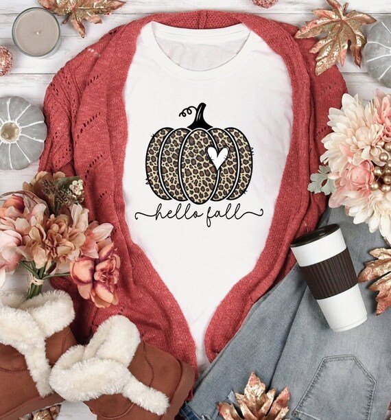 Leopard Pumpkin Fall Shirt | Thanksgiving tee | Sweater Weather | Pumpkin tee |  Graphic Tee  | Unisex Sized | Free shipping