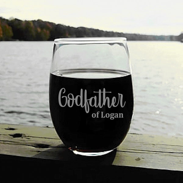 Personalized Godfather Gift, Wine Glass with The Godfather Design, Elegant Will You Be My Godfather Gift, Godfather Wine Glass