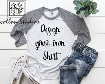 Design your own shirt | 3/4 sleeve | Unisex Tee | Raglan Funny Shirt | Graphic Tee |  funny custom tee | design your own | Baseball Tee