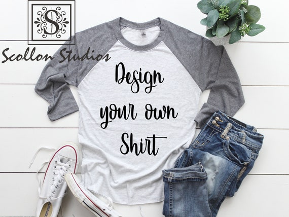 Design your own shirt | 3/4 sleeve | Unisex Tee | Raglan Funny Shirt | Graphic Tee |  funny custom tee | design your own | Baseball Tee