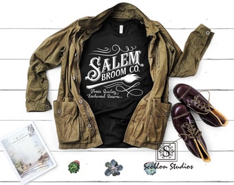 Salem Broom Company Halloween Shirt: Soft Cotton Witch Tee