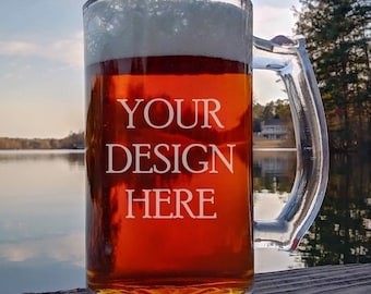 Custom Engraved Beer Mug, Personalized 16oz Pint Glass