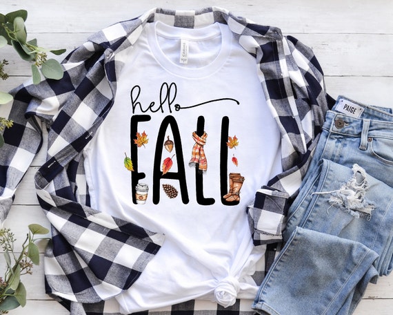 Hello Fall Shirt | Thanksgiving tee | Sweater Weather | Pumpkin tee | Bonfires Flannel Smores | Graphic Tee  | Unisex Sized | Free shipping