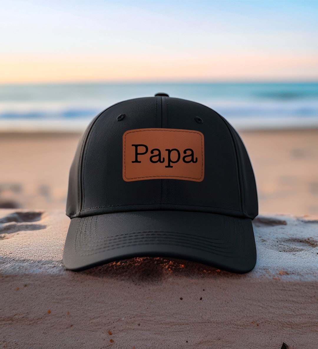 Custom Engraved Leather Patch Hats Papa Hat Personalized Father's Day ...