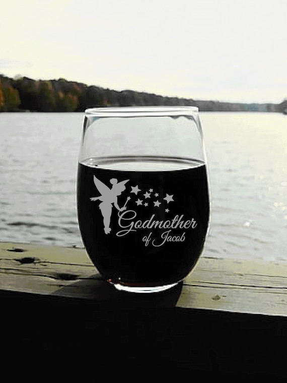 Godmother Gift, Wine Glass with Fairy Godmother Design, Elegant Will You Be My Godmother Gift, Godmother Wine Glass