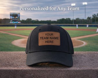 Personalized Leather Patch Baseball Hat | Custom Team Name, Coaches Gift