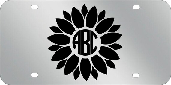 Sunflower Monogram License Plate , Monogram Tag Acrylic License Plate ,Thick, High Quality & Amazing Shine. Fits Standard Car,Truck