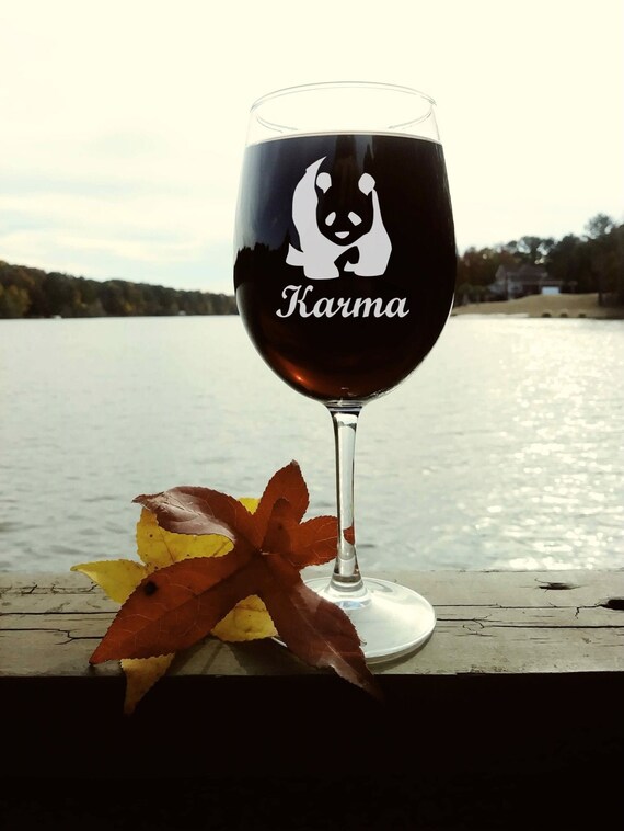 Engraved wine glass Panda, Animal Wine Glass, Personalized, Wine Lover Gift