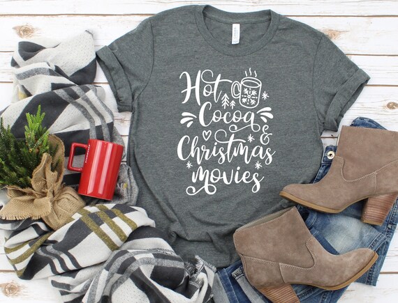 Hot Cocoa And Christmas Movies shirt | It's a wonderful life  | Christmas T-shirt |  Christmas Tee| Unisex sized | Free Shipping
