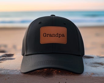 Custom Engraved Leather Patch Hat | Personalized Gift for Dad | Grandpa