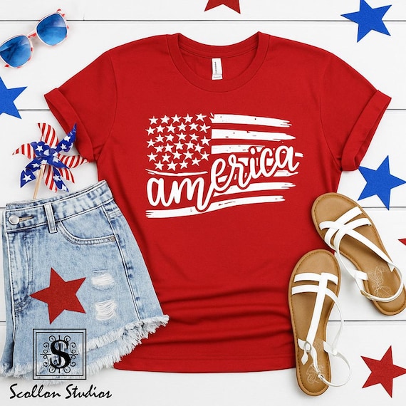 America Flag T-Shirt, Unisex 4th of July Tee