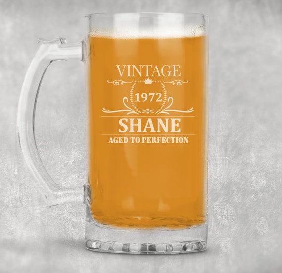 Vintage Aged to Perfection Glass, Personalized beer Glass ,60th, 50th, 40th 21st, 30th, Beer Glasses, Custom Whiskey Gifts