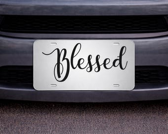 Blessed Mirrored Acrylic Car Tag, Christian License Plate