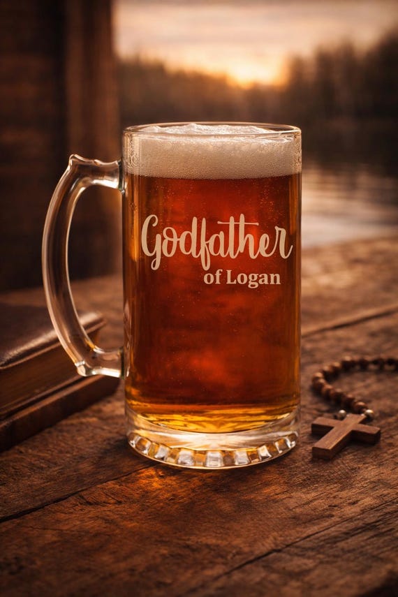Personalized Godfather Beer Mug, Baptism Gift
