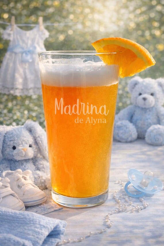 Madrina de Personalized Pint Glass Baptism Gift