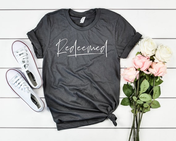 Redeemed Christian Tee for Women,Faith Shirt,Christian Gifts for Her, Faith Greater Than Fear