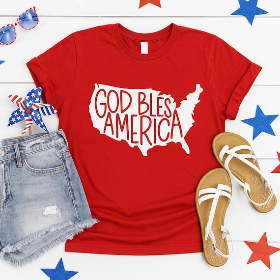 God Bless America Shirt, 4th of July Tee, Unisex Patriotic USA T-Shirt