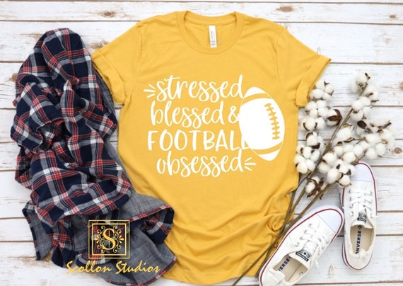 Stressed Blessed Football Obsessed, Fall Shirt , Cute fall Tee , Unisex Jersey Short Sleeve T, Shirt , Cute Halloween Shirt , Football Shirt