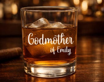 Custom Godmother Whiskey Glass, Personalized Godparent Gift for Baptism