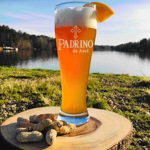 Personalized Padrino Gift,Godparent Gift, Pilsner etched 23oz Beer Glass ,Will You Be My Padrino , Baptism Gift, For The Padrino