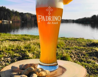 Cadeau Padrino personnalisé, cadeau de parrain, verre à bière Pilsner gravé de 23 oz, serez-vous mon Padrino, cadeau de baptême, pour le Padrino