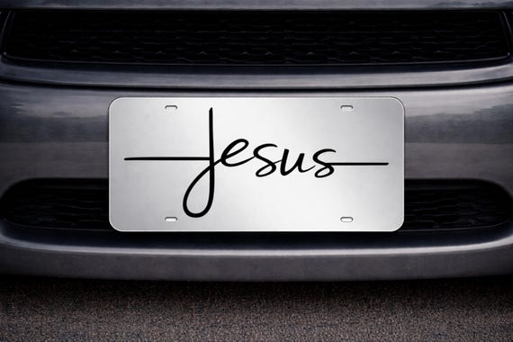 Mirrored Acrylic Jesus Car Tag, Christian License Plate