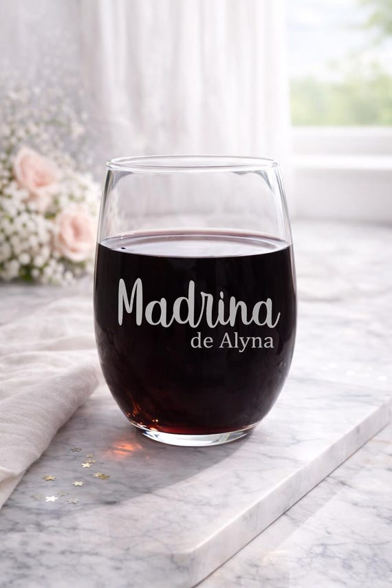 Personalized Godmother Wine Glass, La Madrina Gift, Elegant Design